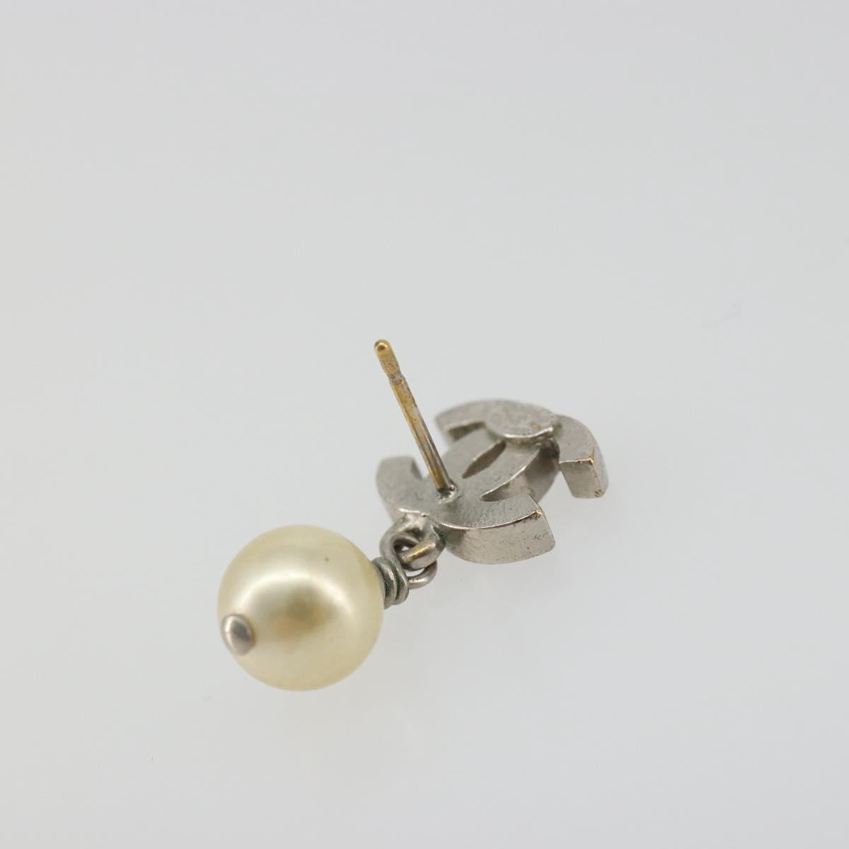 CHANEL COCO Mark Pierce metal Silver CC Auth 195942A