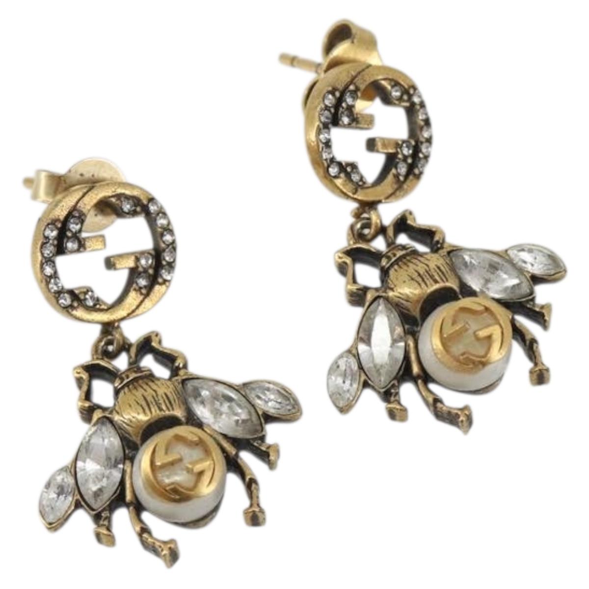 GUCCI Bee Pierce metal Gold Tone Auth 195947A