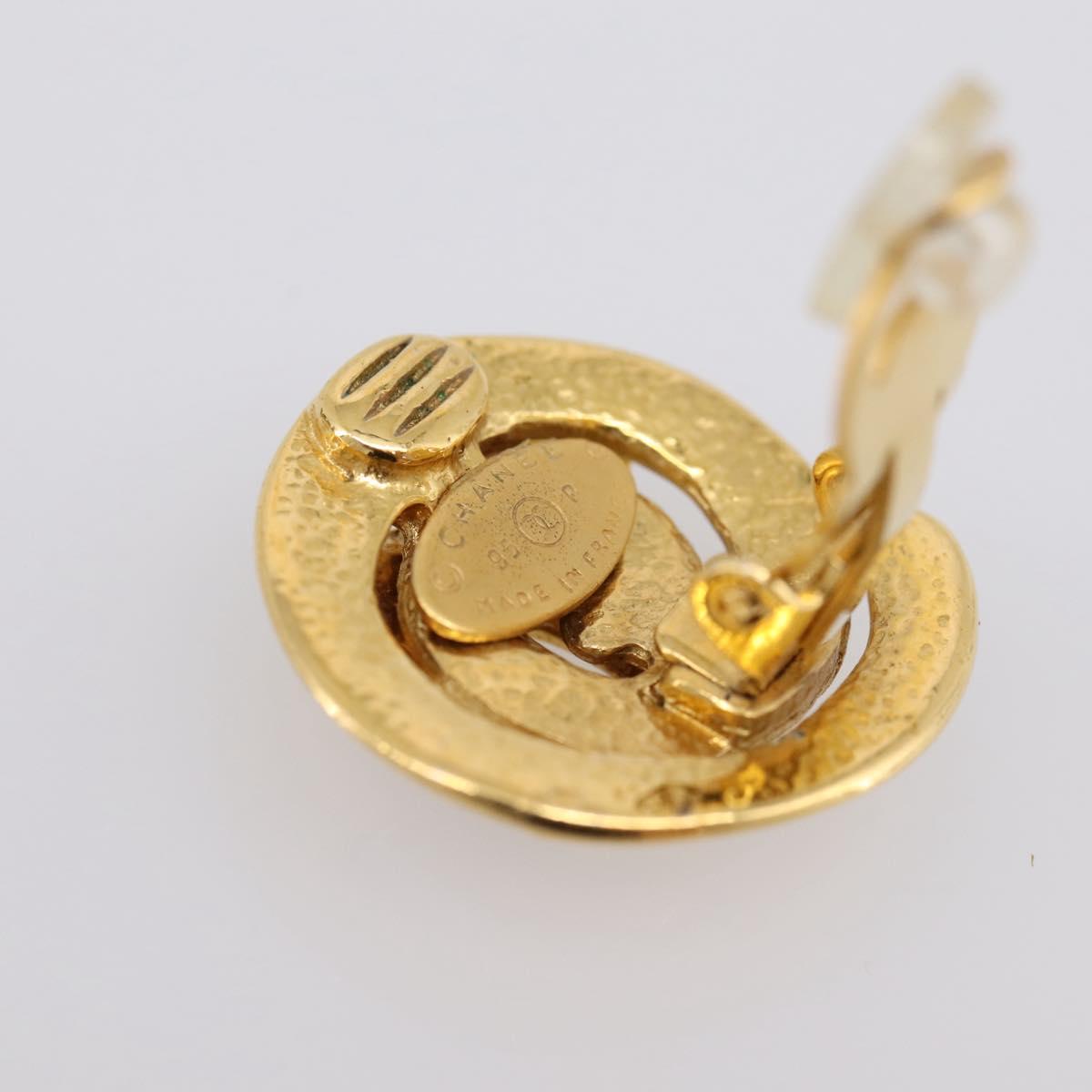 CHANEL Earring metal Gold CC Auth 195950V