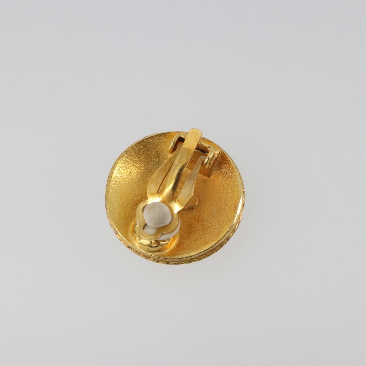 CHANEL Coco Round Earring metal Gold Tone CC Auth 195953V