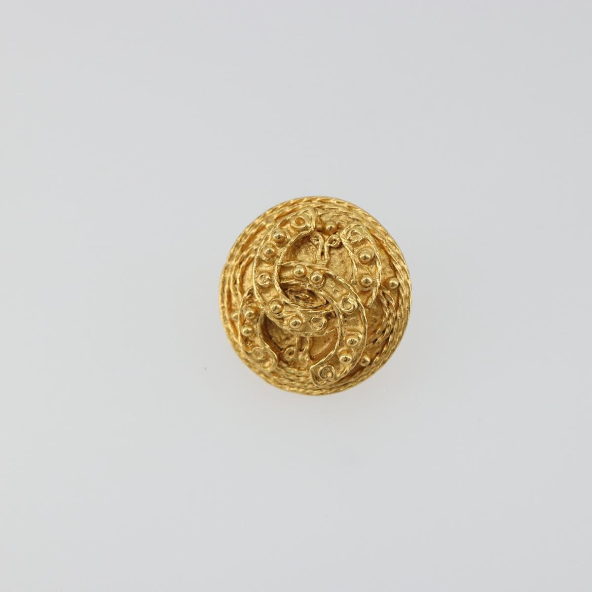 CHANEL Coco Round Earring metal Gold Tone CC Auth 195953V
