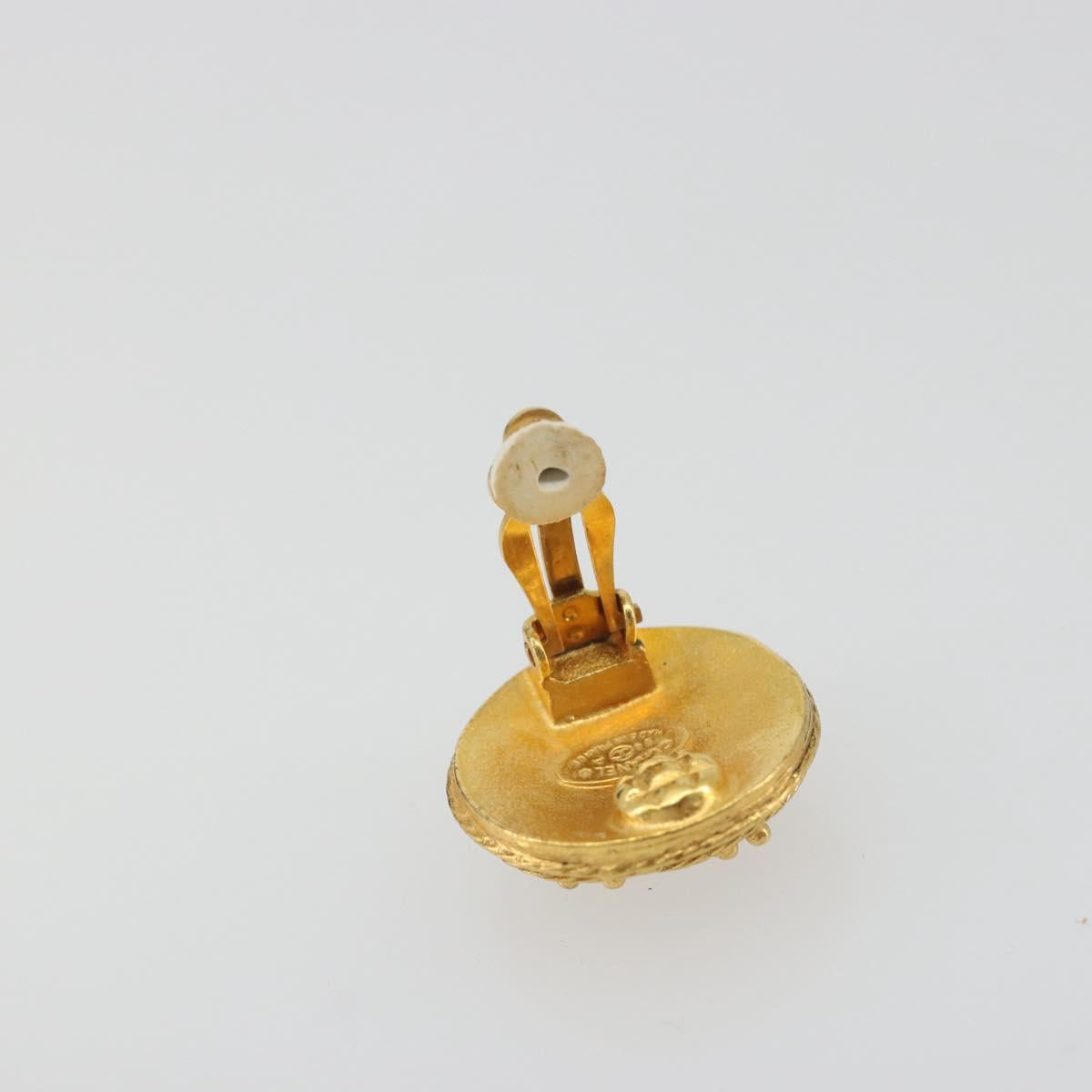 CHANEL Coco Round Earring metal Gold Tone CC Auth 195953V