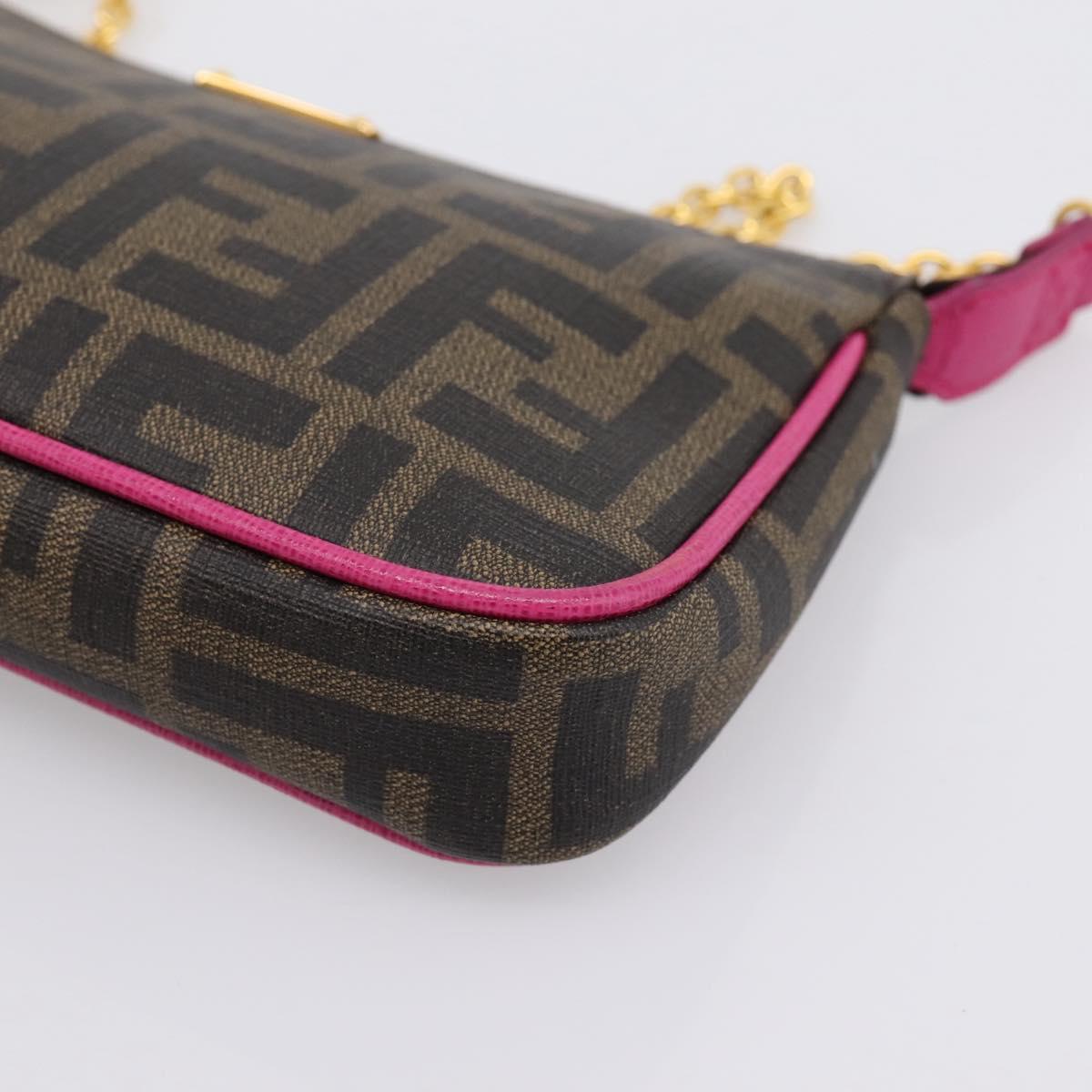 FENDI Zucca Canvas Accessory Pouch PVC Brown Black 8BS073 Auth 195954V