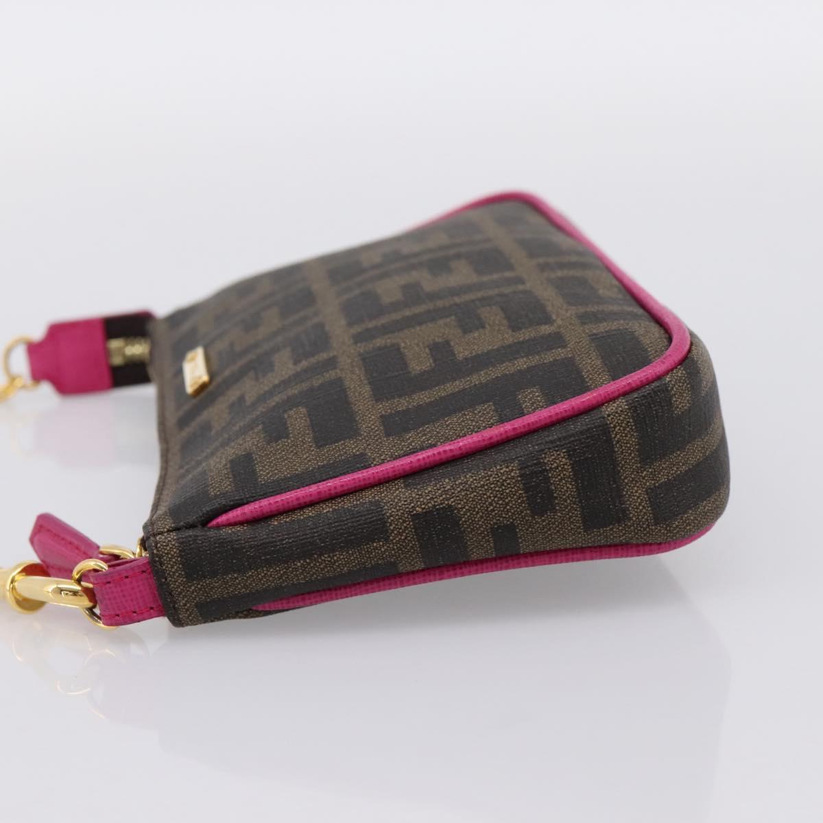FENDI Zucca Canvas Accessory Pouch PVC Brown Black 8BS073 Auth 195954V