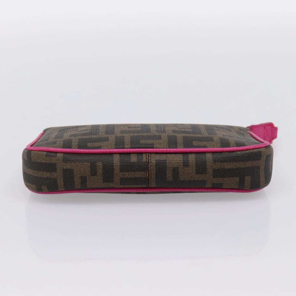FENDI Zucca Canvas Accessory Pouch PVC Brown Black 8BS073 Auth 195954V