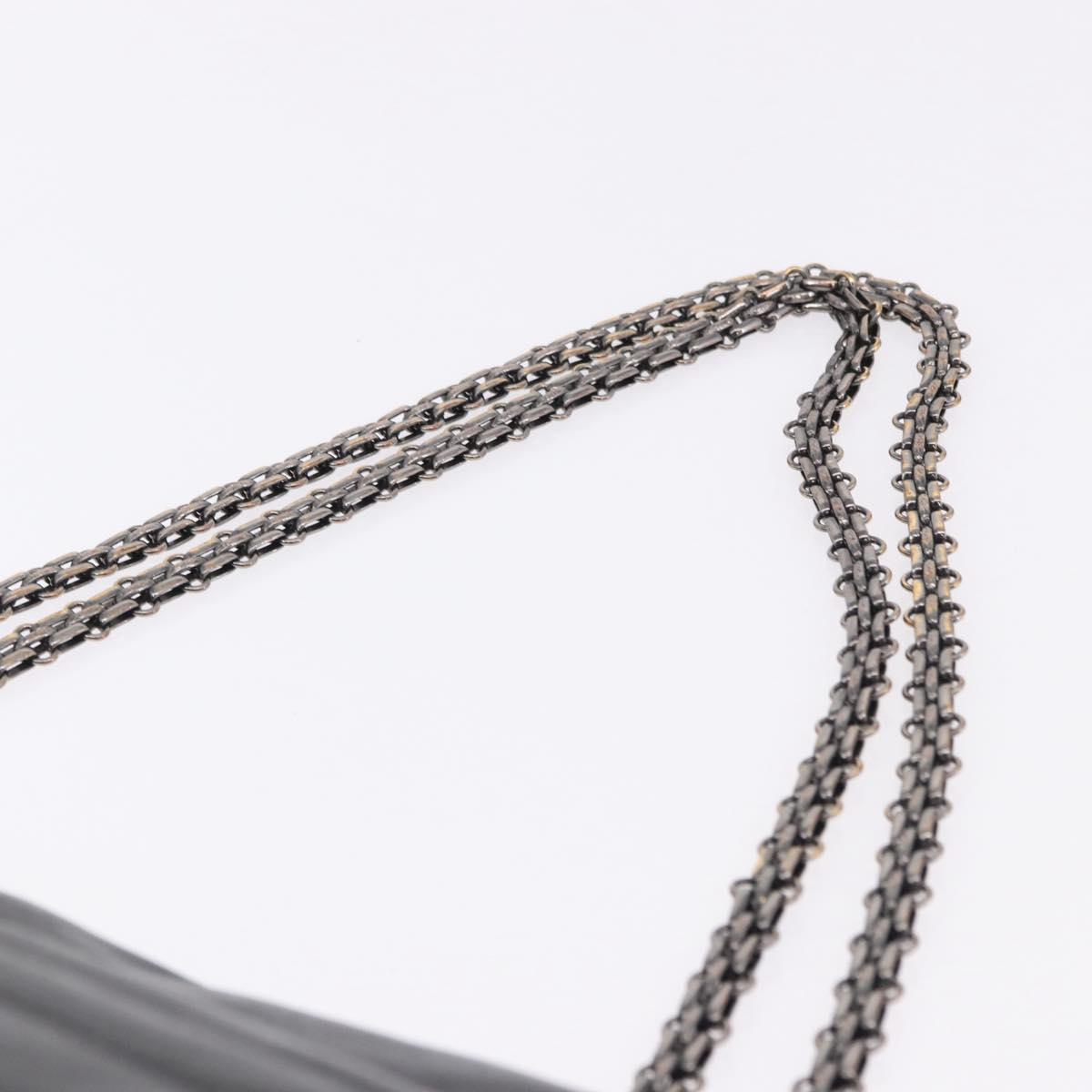 CHANEL Chain Matelasse 2.55 Shoulder Bag Lamb Skin Black Silver CC Auth 195955A