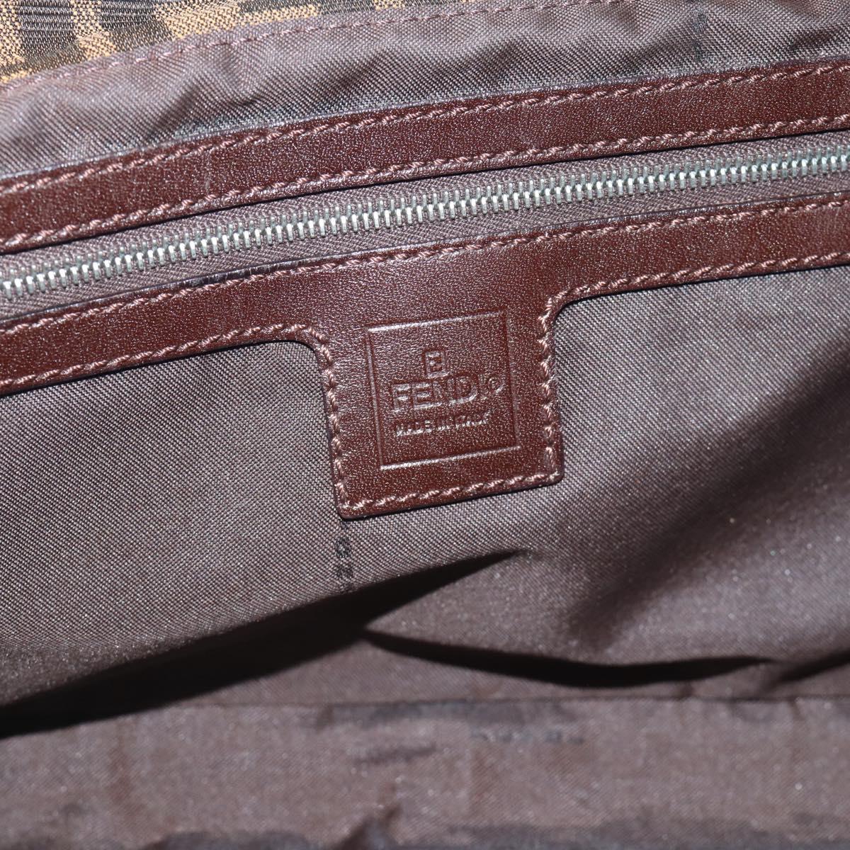 FENDI Zucca Canvas Mamma Baguette Shoulder Bag Brown Black Auth 195956V