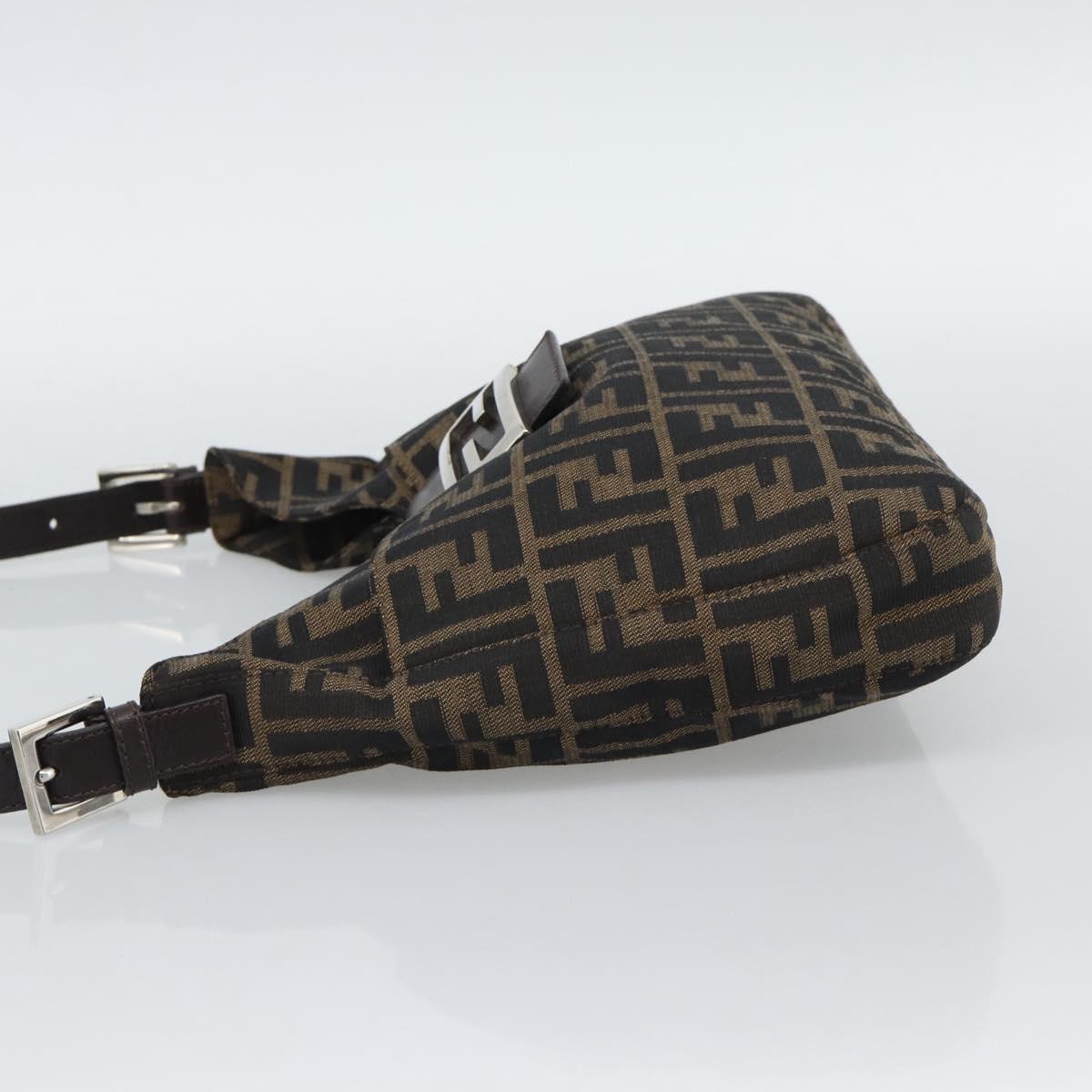 FENDI Zucca Canvas Mamma Baguette Shoulder Bag Brown Black Auth 195956V