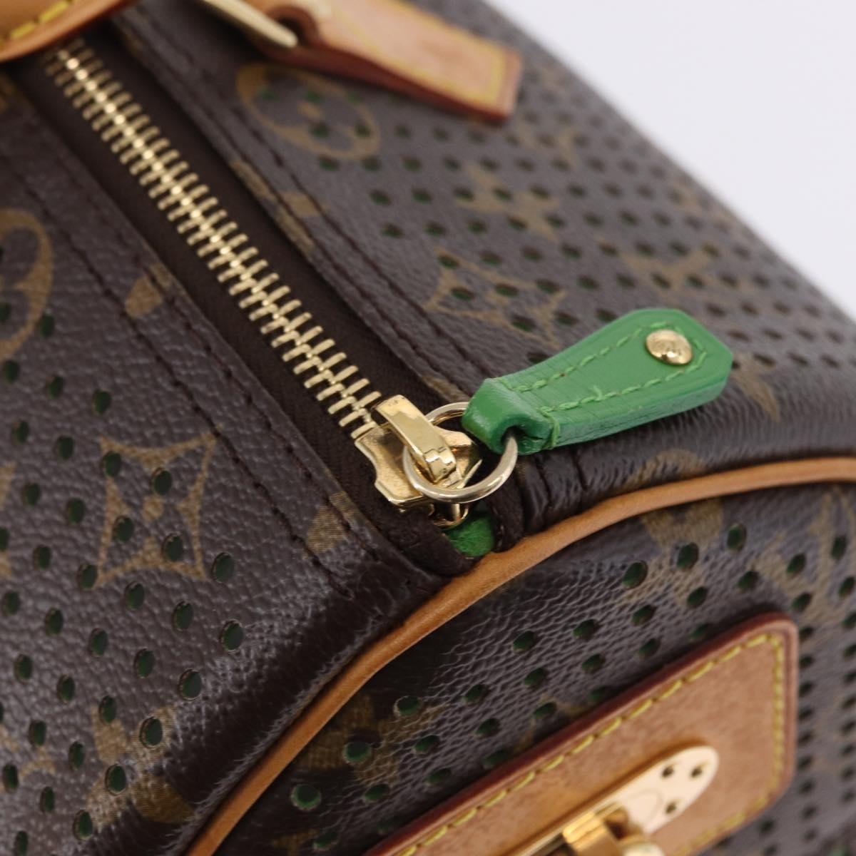 LOUIS VUITTON Monogram Perfo Speedy 30 Hand Bag Green M95181 LV Auth 195957V