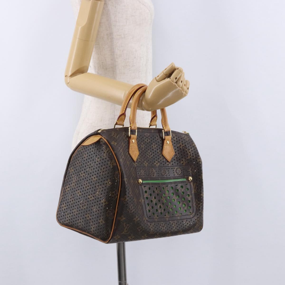 LOUIS VUITTON Monogram Perfo Speedy 30 Hand Bag Green M95181 LV Auth 195957V