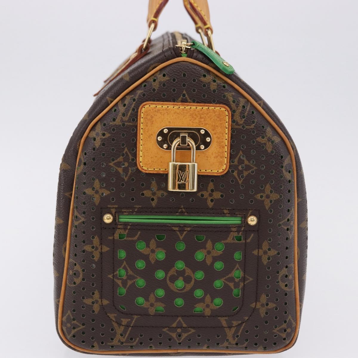 LOUIS VUITTON Monogram Perfo Speedy 30 Hand Bag Green M95181 LV Auth 195957V