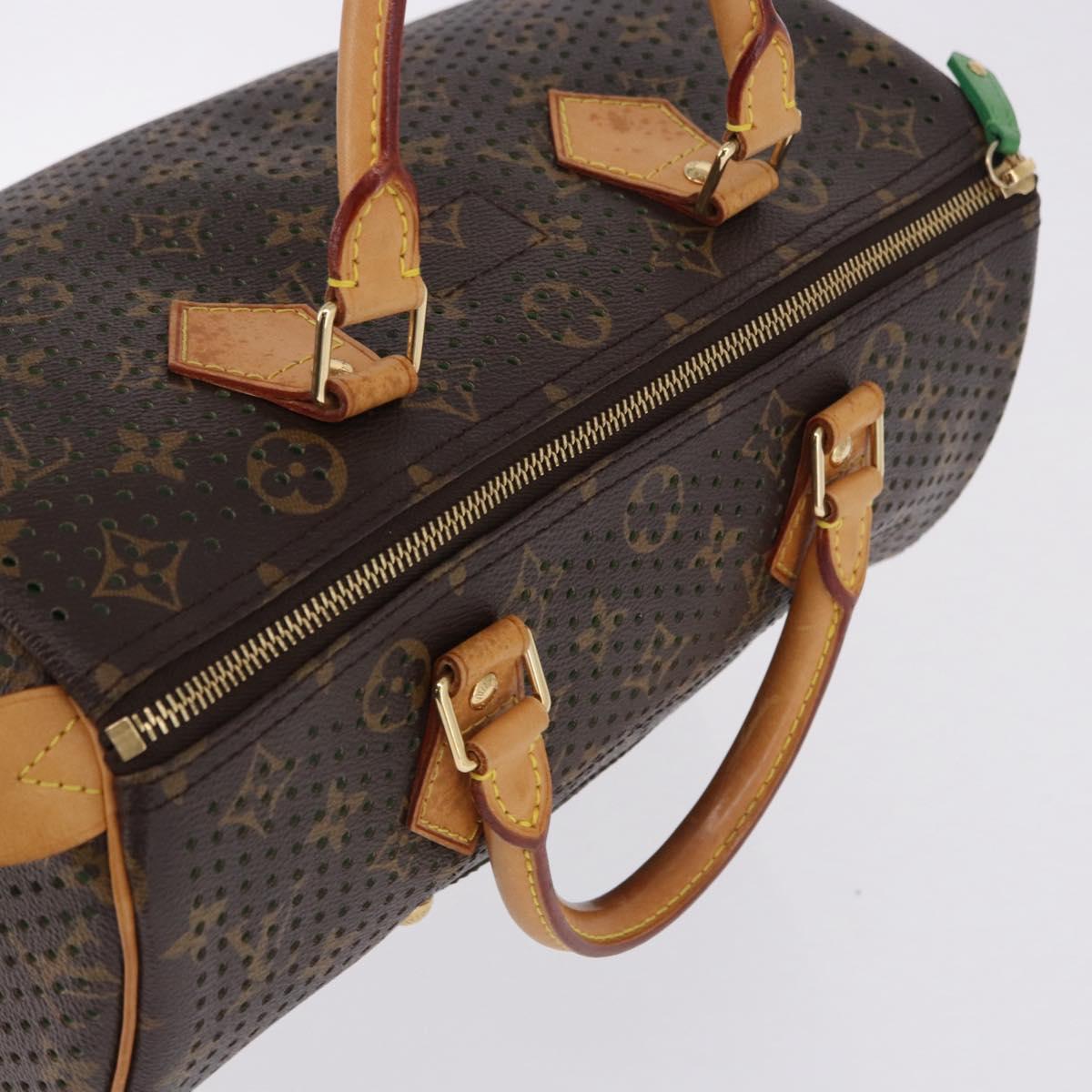 LOUIS VUITTON Monogram Perfo Speedy 30 Hand Bag Green M95181 LV Auth 195957V