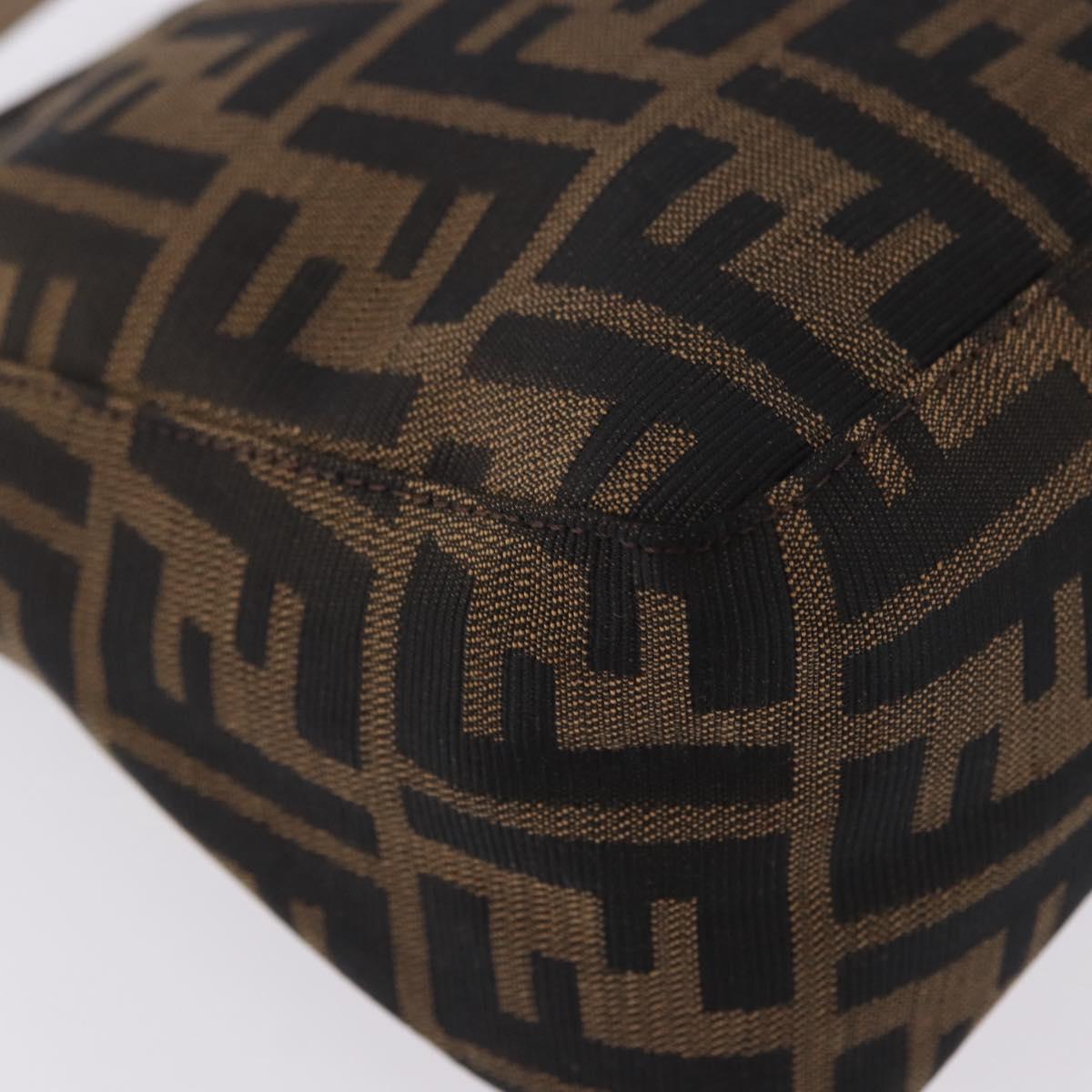 FENDI Zucca Canvas Hand Bag Black Brown Auth 195959V