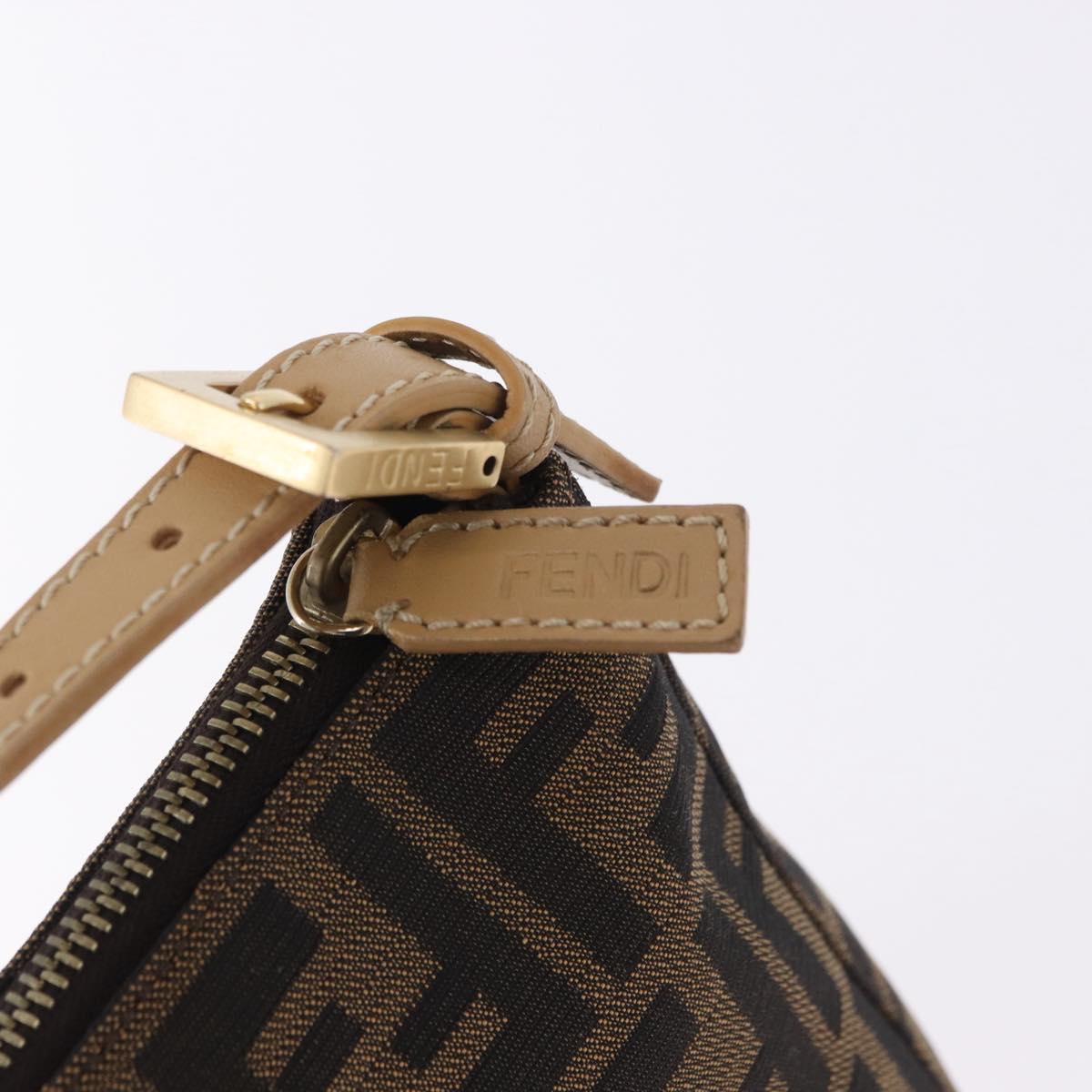 FENDI Zucca Canvas Hand Bag Black Brown Auth 195959V