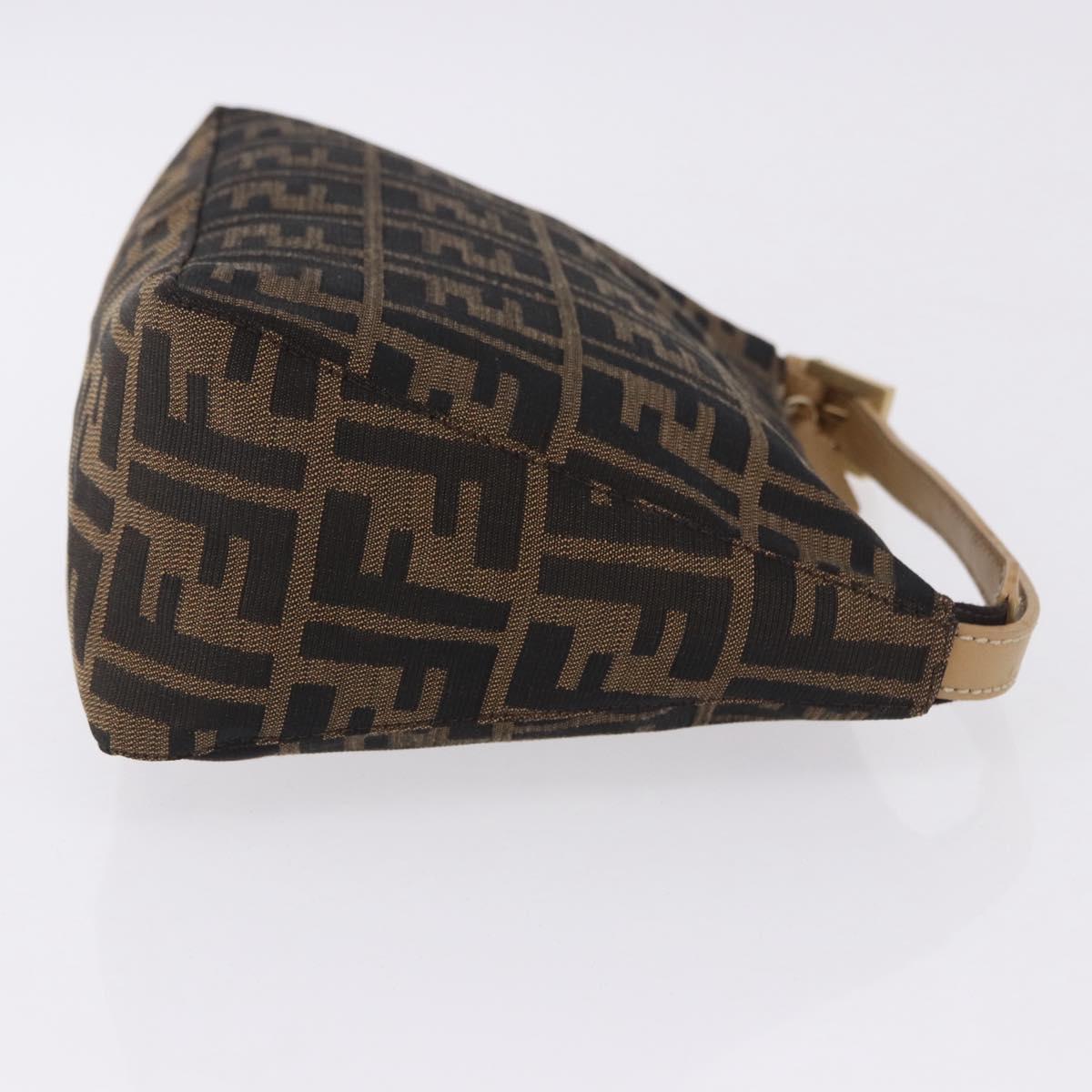 FENDI Zucca Canvas Hand Bag Black Brown Auth 195959V