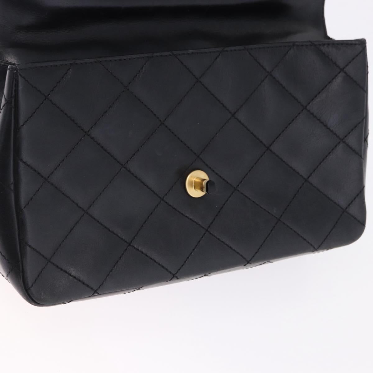 CHANEL Matelasse Chain Shoulder Bag Lamb Skin Black Silver CC Auth 195960A