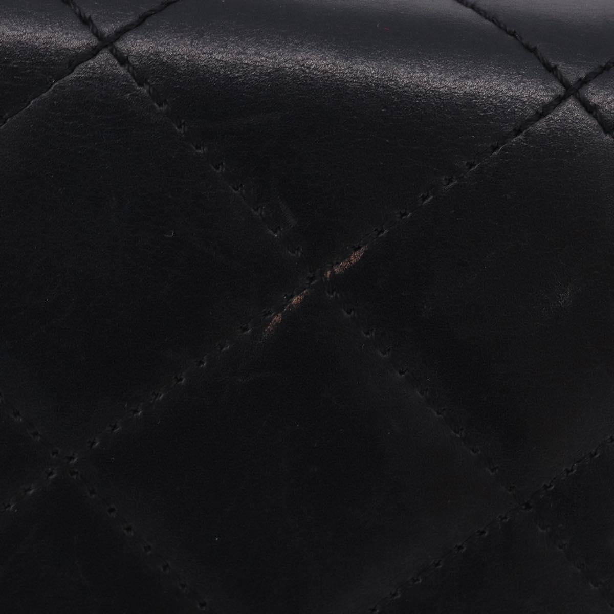 CHANEL Matelasse Chain Shoulder Bag Lamb Skin Black Silver CC Auth 195960A