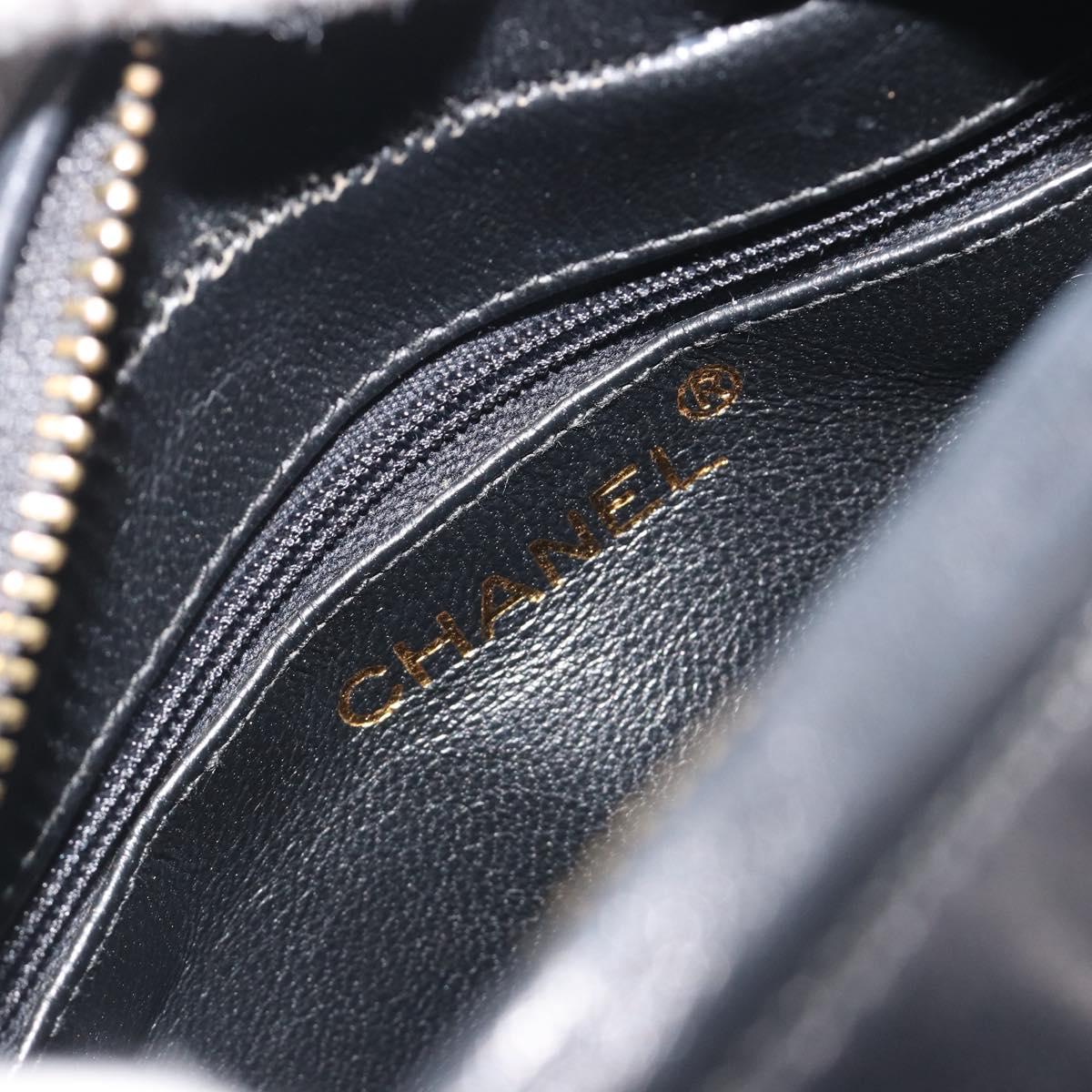 CHANEL Matelasse Chain Shoulder Bag Lamb Skin Gold Black CC Auth 195961V