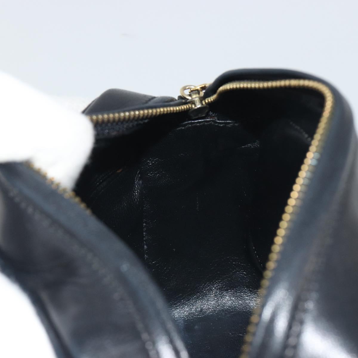 CHANEL Matelasse Chain Shoulder Bag Lamb Skin Gold Black CC Auth 195961V