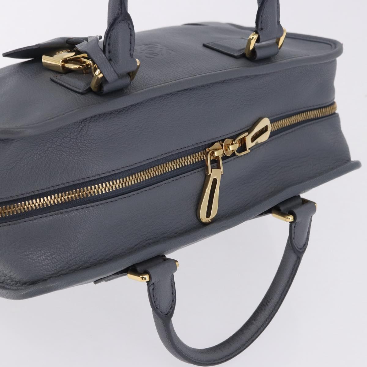 LOEWE Amazona 28 Hand Bag Leather Gray Gold Auth 195962M