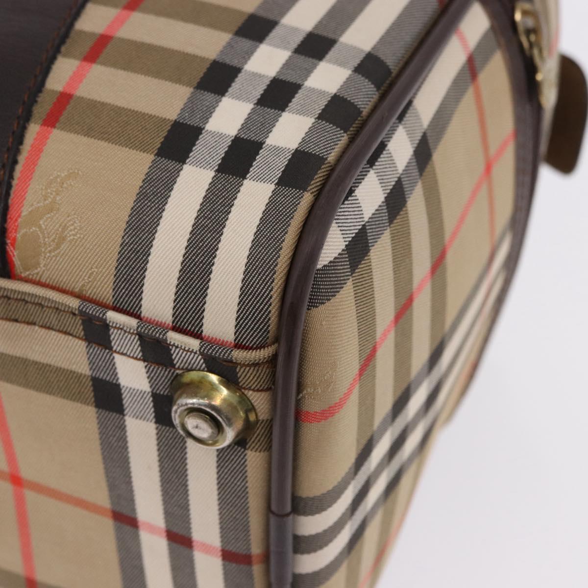 Burberrys Nova Check Boston Bag Canvas Beige Gold Auth 195967A