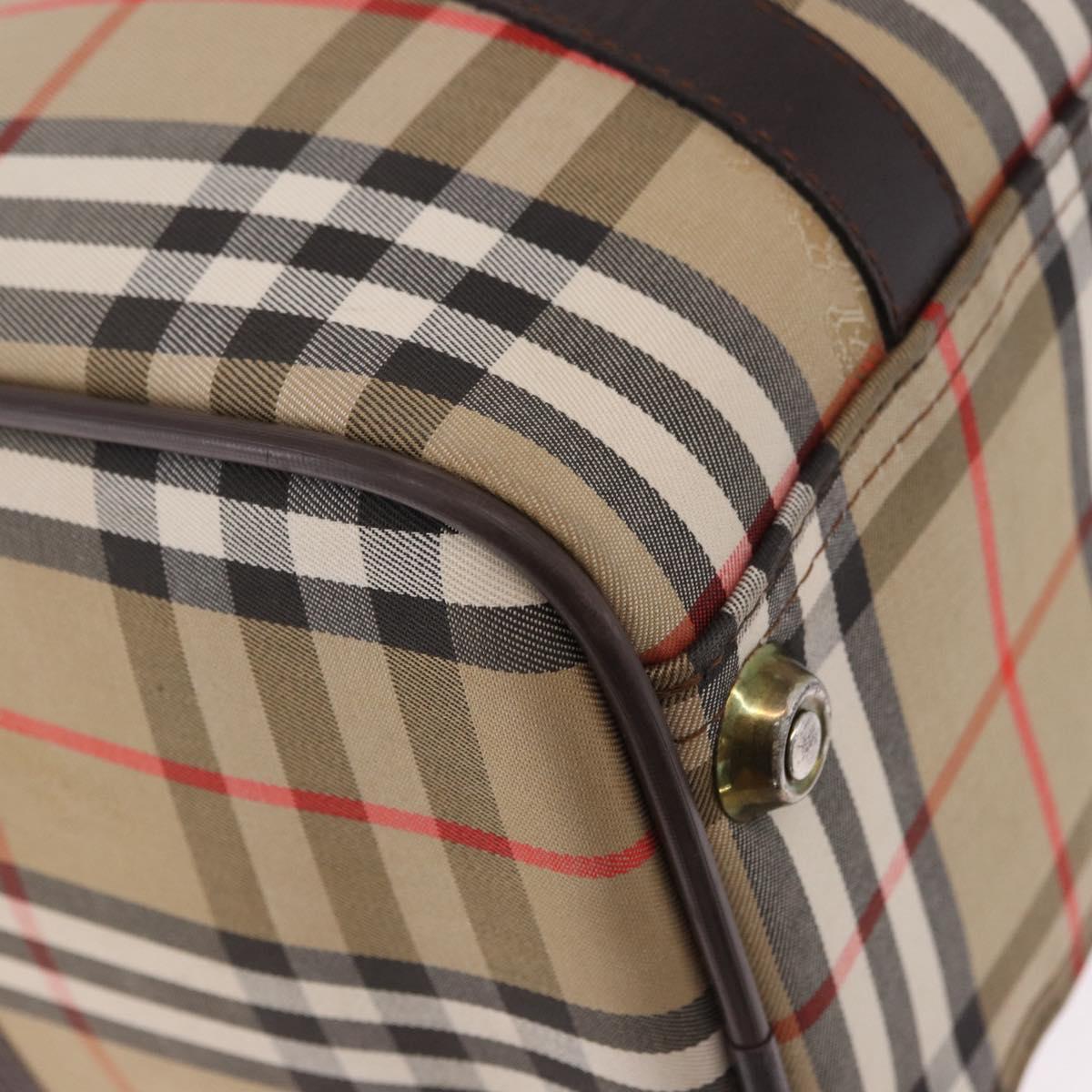Burberrys Nova Check Boston Bag Canvas Beige Gold Auth 195967A