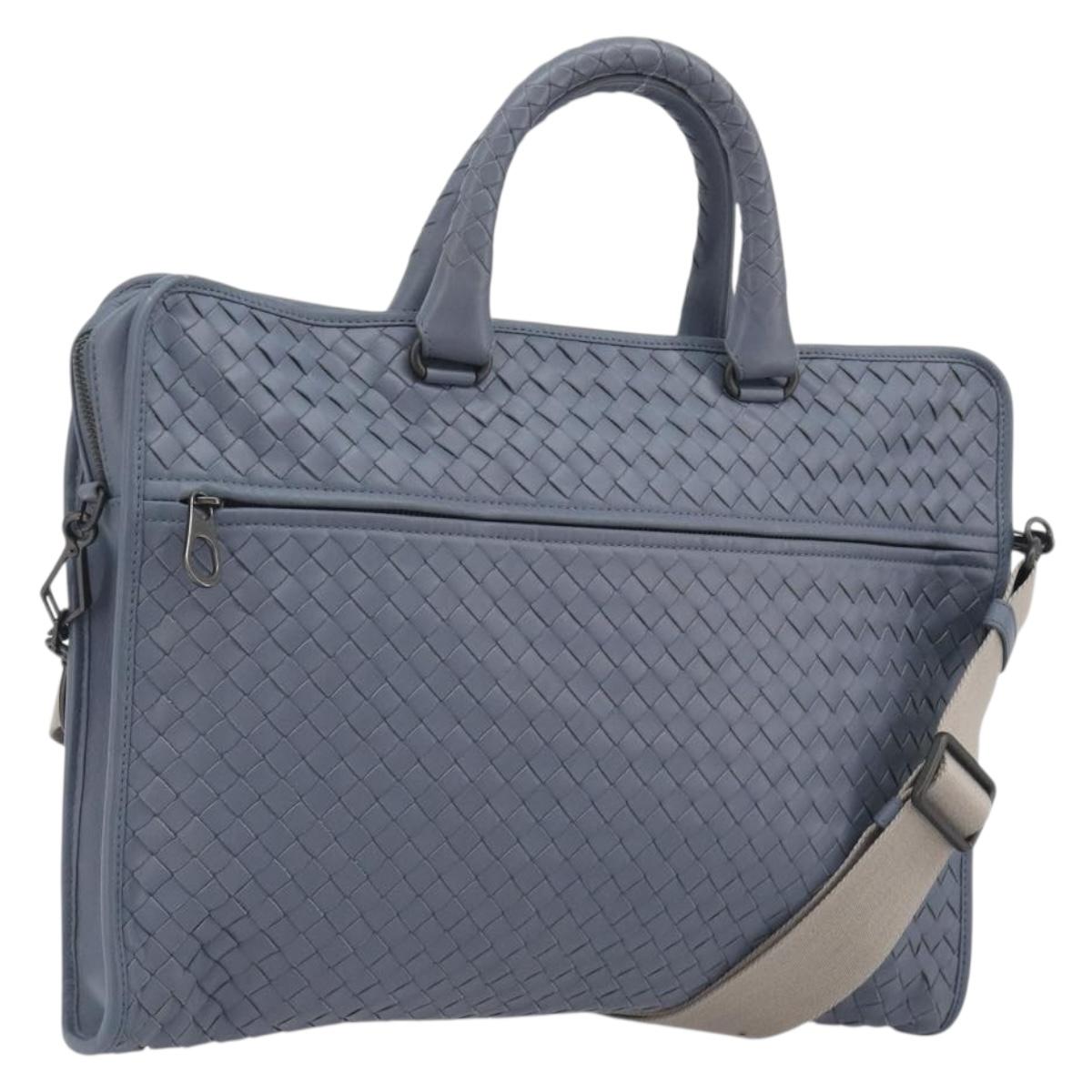 BOTTEGA VENETA INTRECCIATO Briefcase Leather 2way Light Blue Auth 195968A