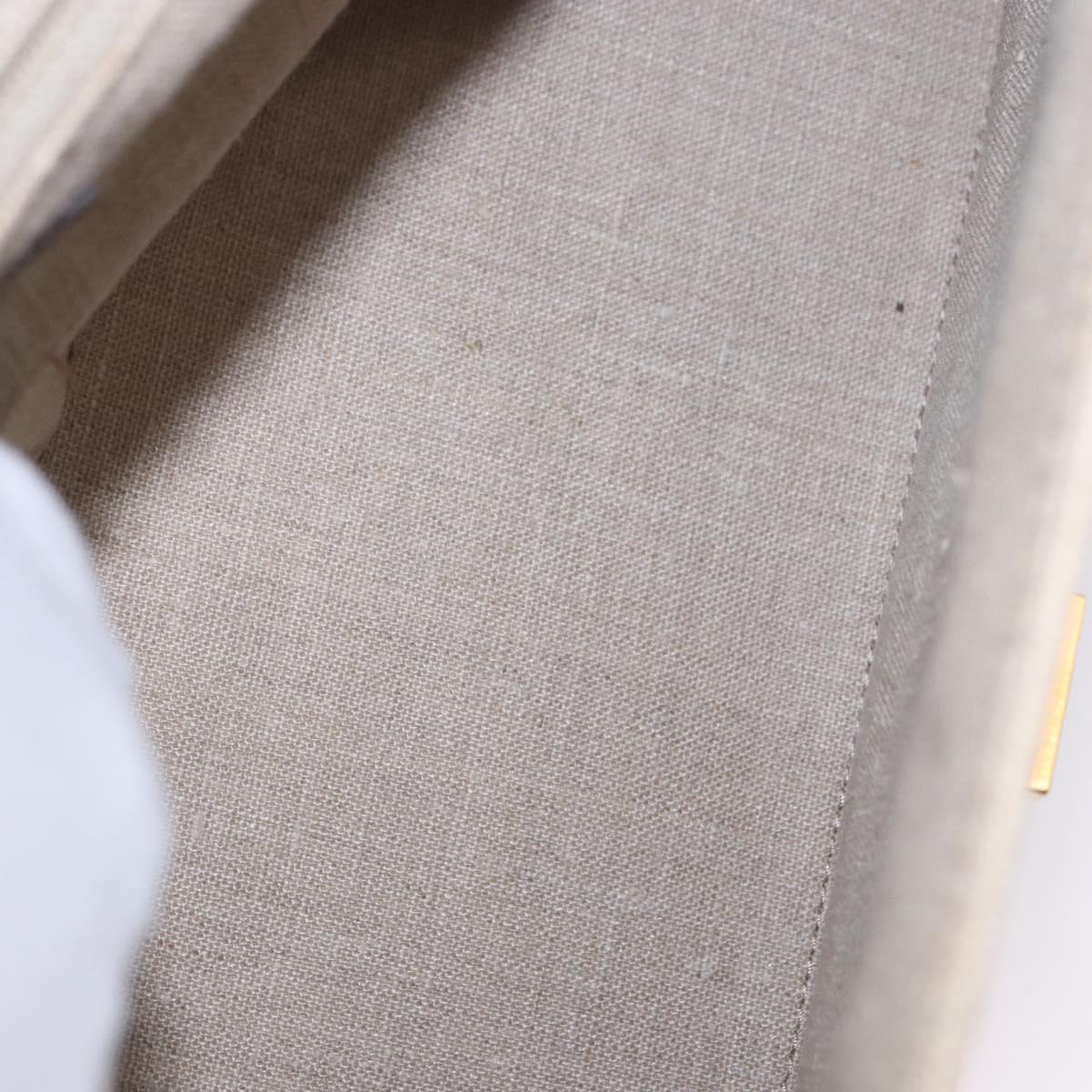 FENDI Hand Bag Canvas 2way Beige Silver Auth 195971A