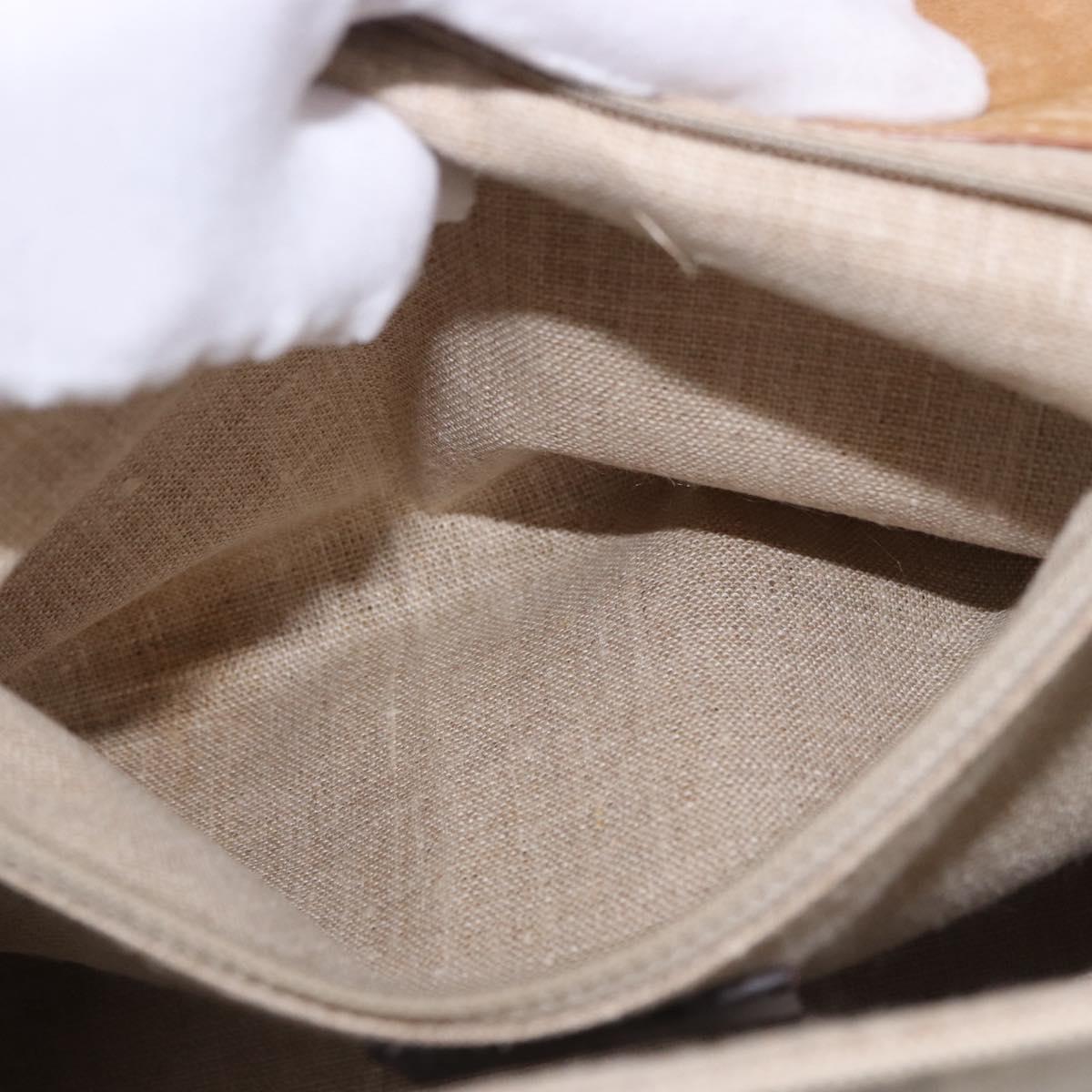 FENDI Hand Bag Canvas 2way Beige Silver Auth 195971A