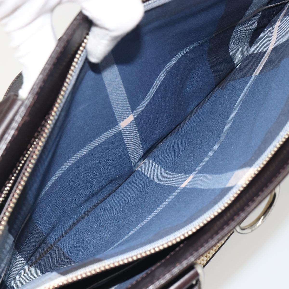 BURBERRY Hand Bag Straw Beige Silver Auth 195974A