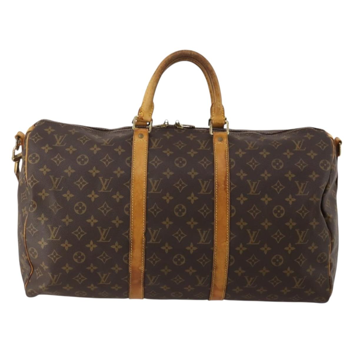 LOUIS VUITTON Monogram Keepall Bandouliere 50 Boston Bag M41416 LV Auth 195977