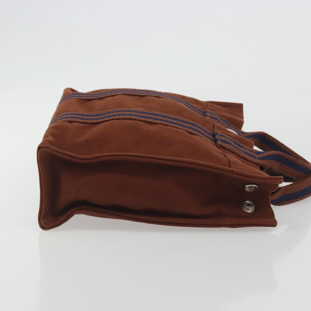 HERMES Fourre Tout PM Hand Bag Canvas Brown Silver Auth 195979A