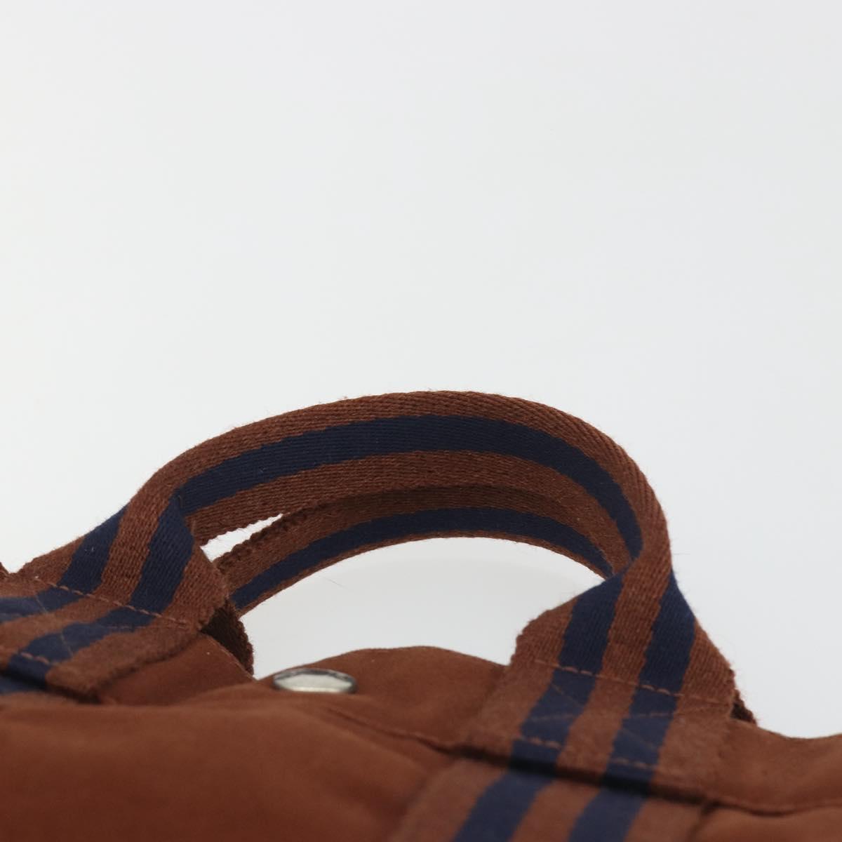 HERMES Fourre Tout PM Hand Bag Canvas Brown Silver Auth 195979A