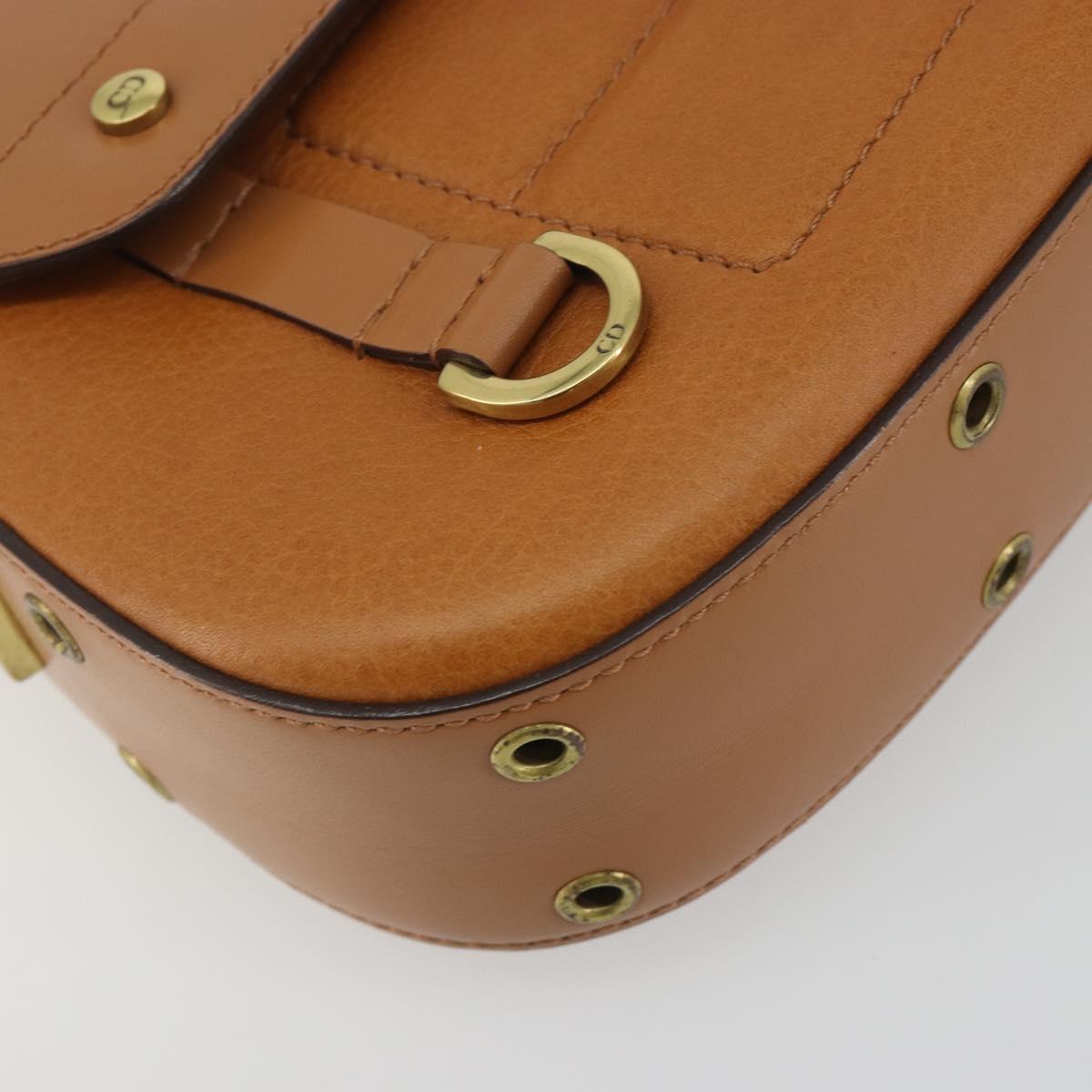 Christian Dior Street Chic Shoulder Bag Leather Brown Gold Auth 195980V