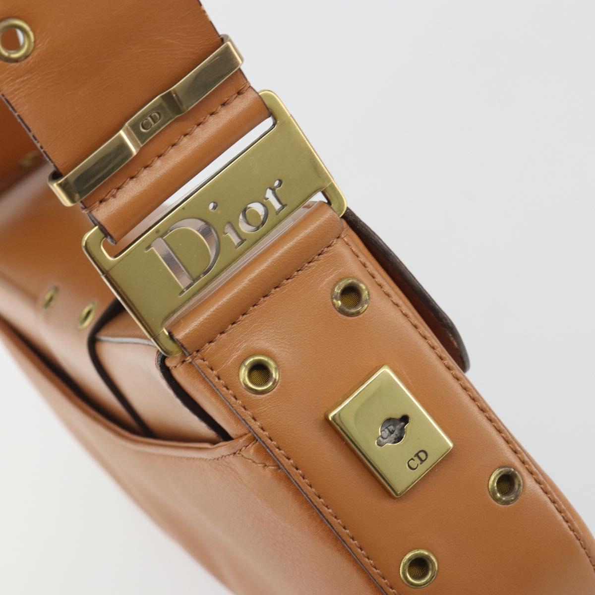 Christian Dior Street Chic Shoulder Bag Leather Brown Gold Auth 195980V