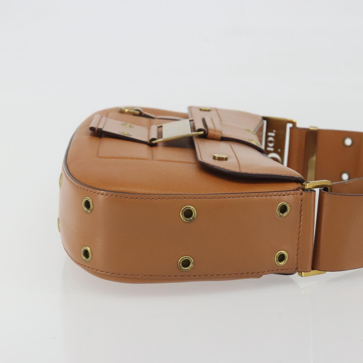 Christian Dior Street Chic Shoulder Bag Leather Brown Gold Auth 195980V