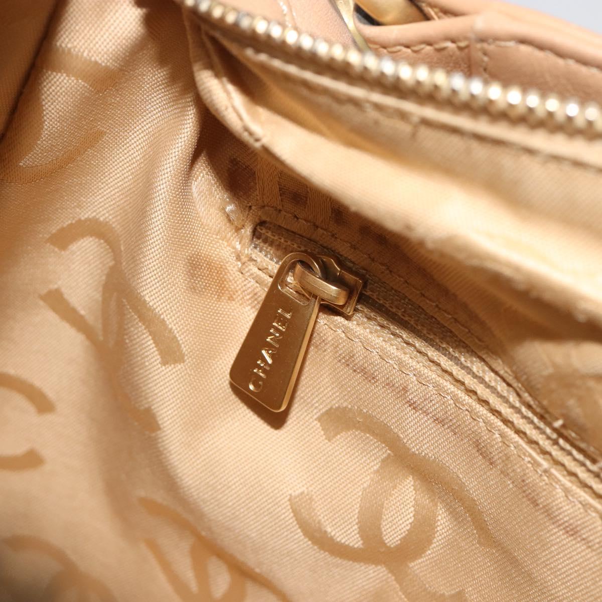 CHANEL Wild Stitch Shoulder Bag Leather Beige Gold CC Auth 195981A