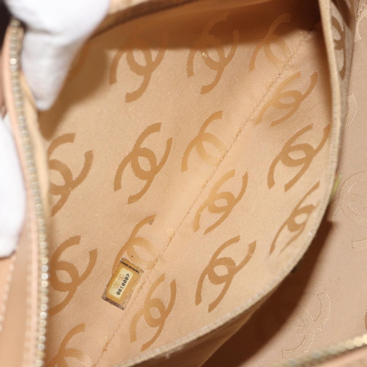 CHANEL Wild Stitch Shoulder Bag Leather Beige Gold CC Auth 195981A