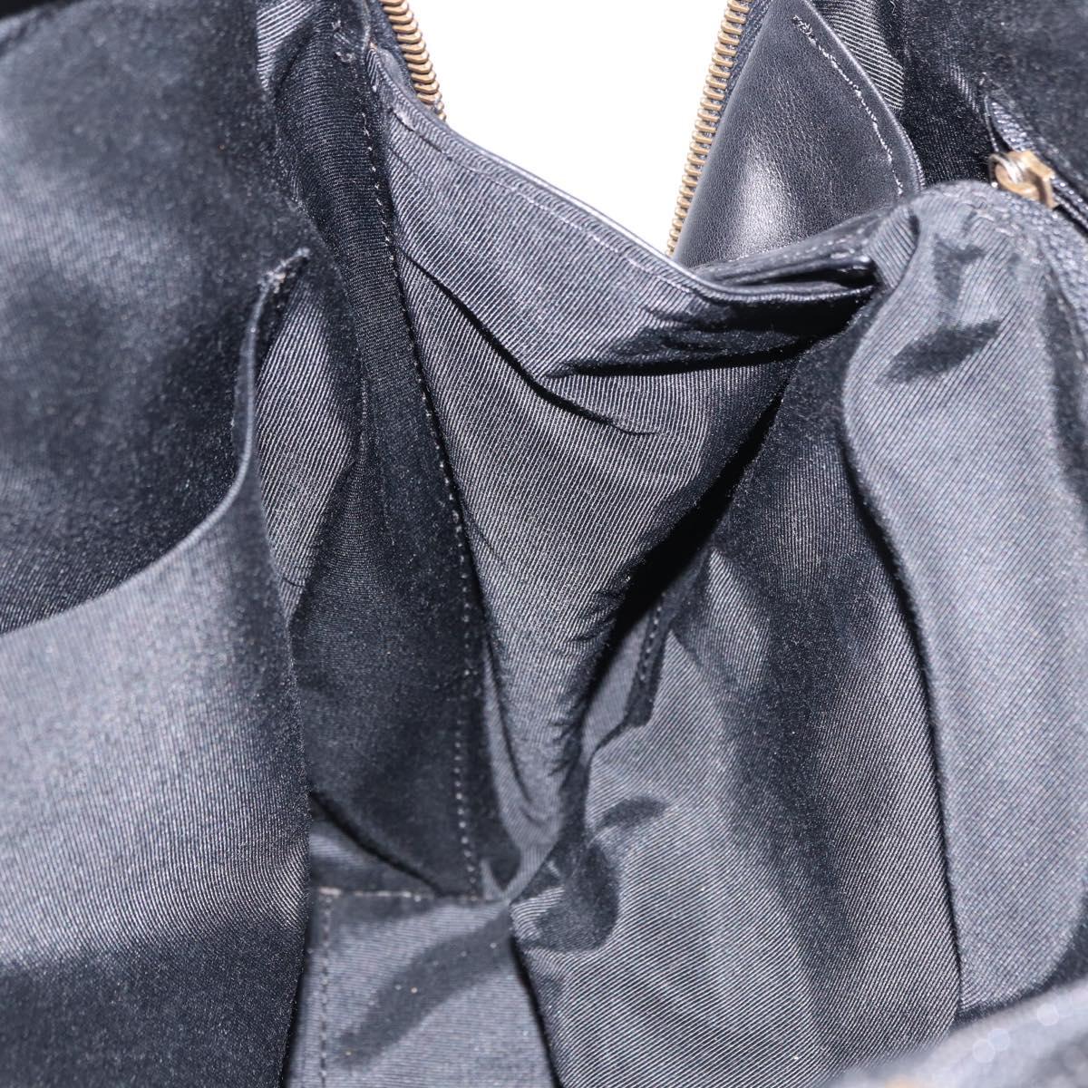 CHANEL Wild Stitch Hand Bag Leather Black CC Auth 195982V