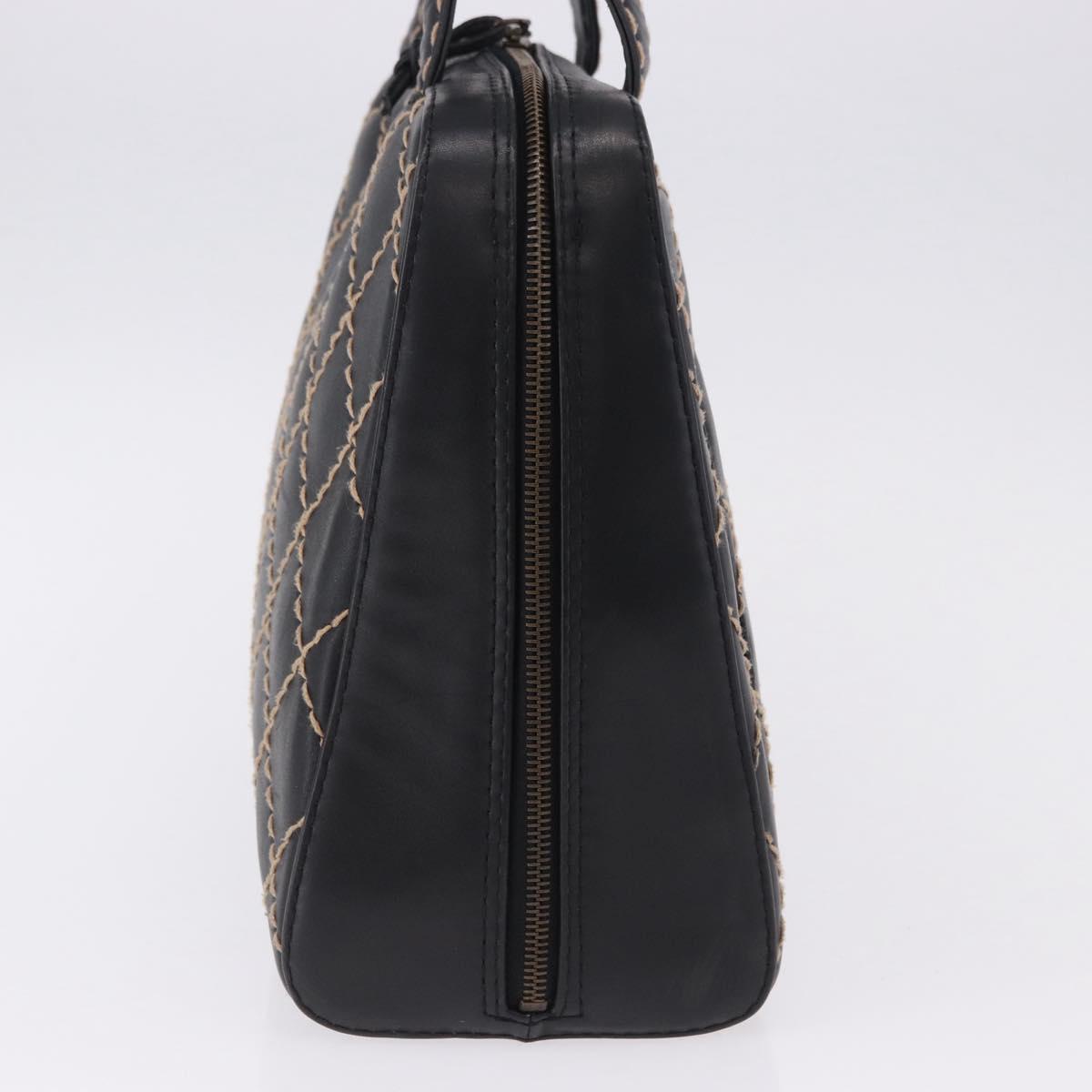 CHANEL Wild Stitch Hand Bag Leather Black CC Auth 195982V