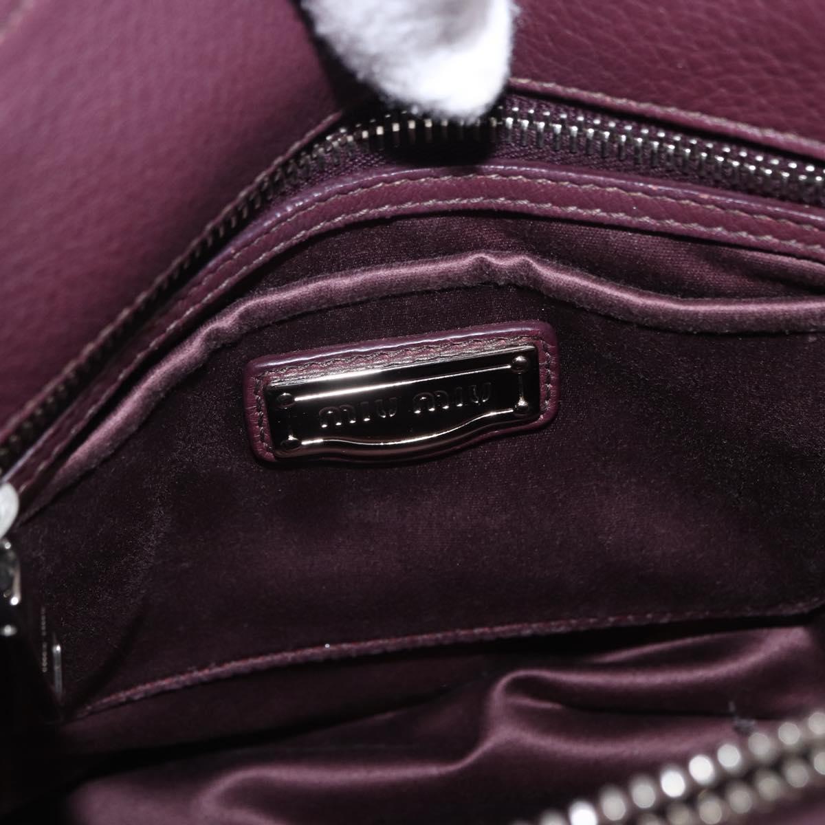 Miu Miu Hand Bag Leather 2way Bordeaux Silver Auth 195983A