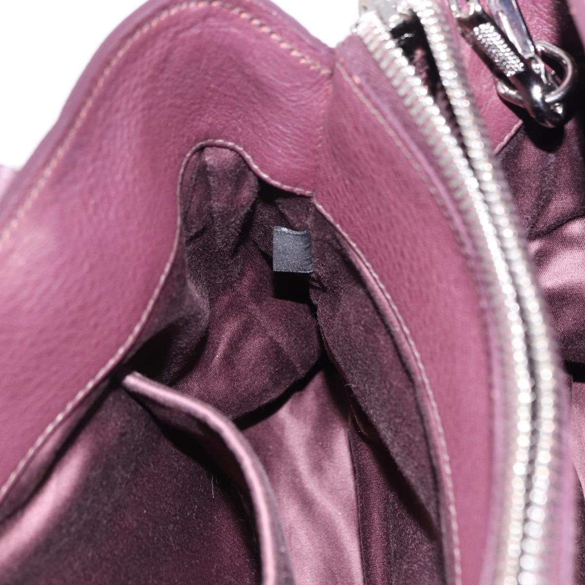 Miu Miu Hand Bag Leather 2way Bordeaux Silver Auth 195983A