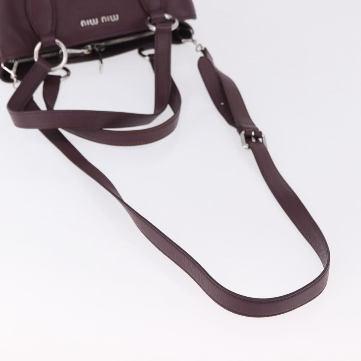 Miu Miu Hand Bag Leather 2way Bordeaux Silver Auth 195983A
