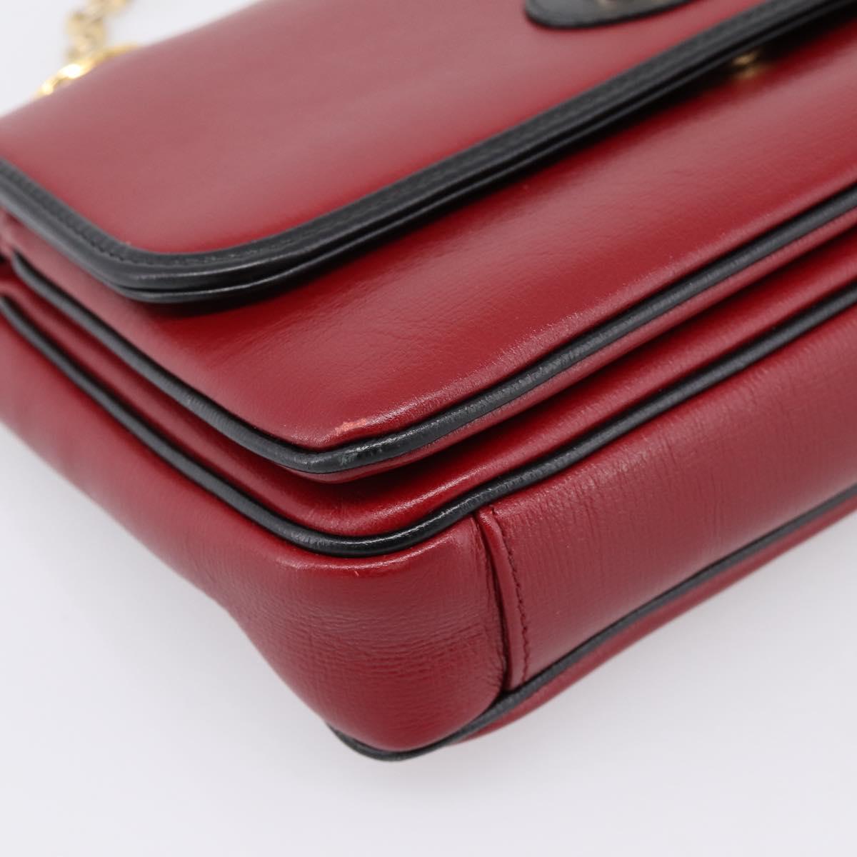 GUCCI Chain Shoulder Bag Leather Red Gold 576421 Auth 195984M