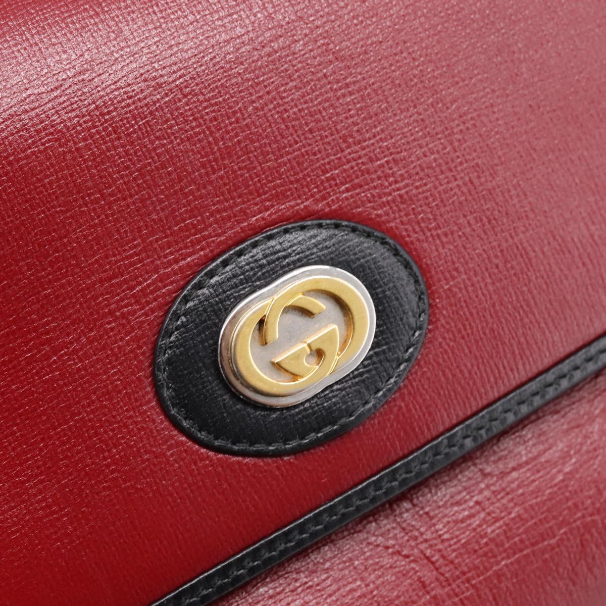 GUCCI Chain Shoulder Bag Leather Red Gold 576421 Auth 195984M