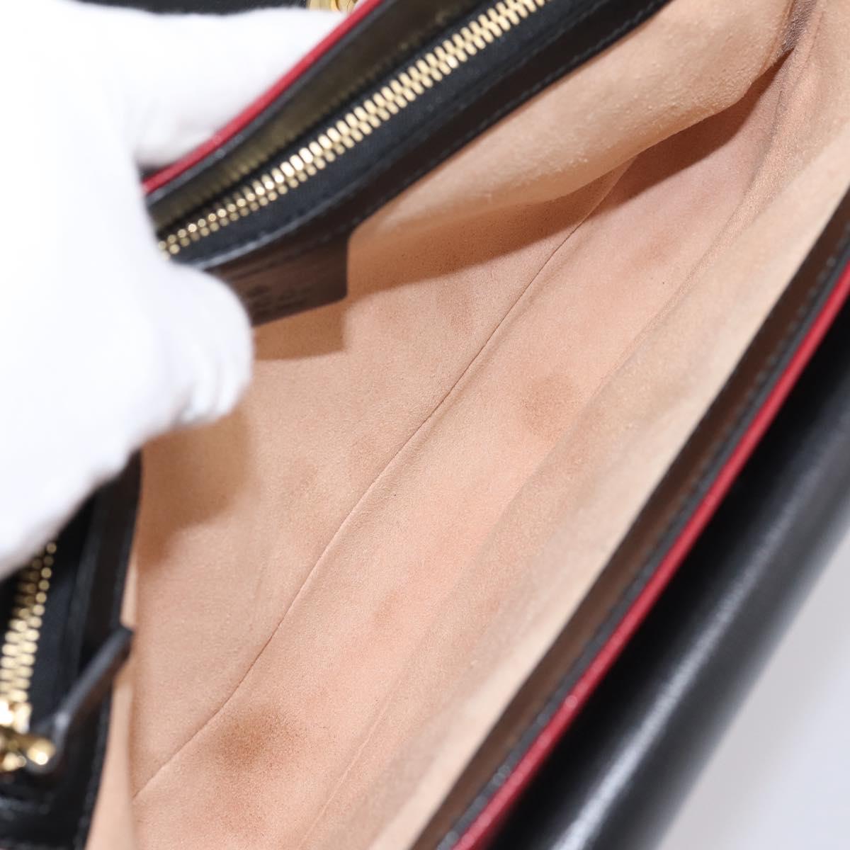 GUCCI Chain Shoulder Bag Leather Red Gold 576421 Auth 195984M