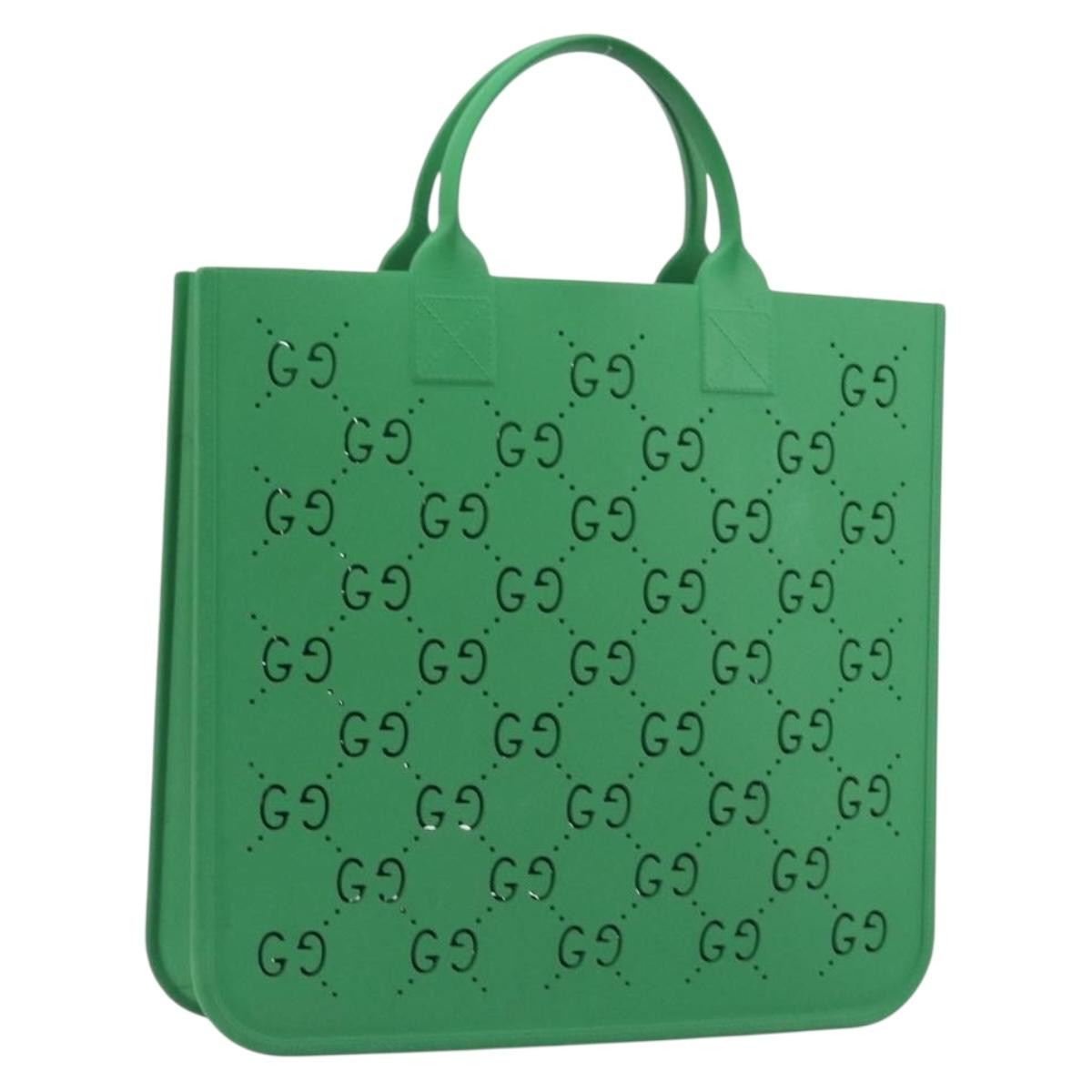 GUCCI GG Canvas Children's Tote Bag Rubber Green 679365 Auth 195985M