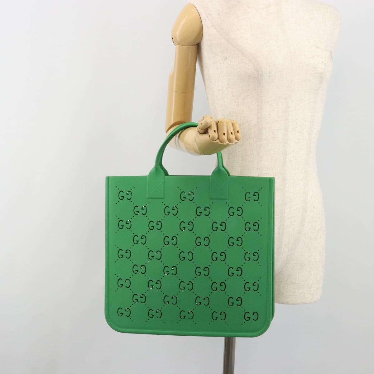GUCCI GG Canvas Children's Tote Bag Rubber Green 679365 Auth 195985M