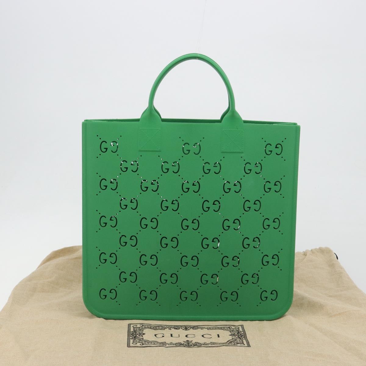 GUCCI GG Canvas Children's Tote Bag Rubber Green 679365 Auth 195985M
