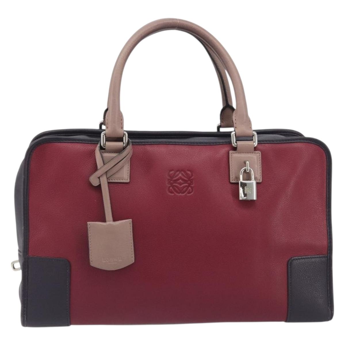 LOEWE Amazona 36 Hand Bag Leather Purple Silver Auth 195986A